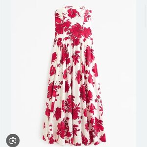 Vibrant Red Floral Maxi Dress
